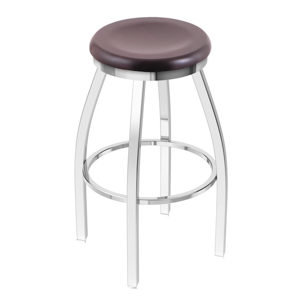 25" Swivel Counter Stool, Chrome Finish, Dark Cherry Maple Seat